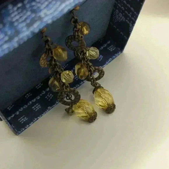 Lucky Brand Tassel Jewel and bronze metal Charm Drop Earrings New push back - Picture 5 of 7